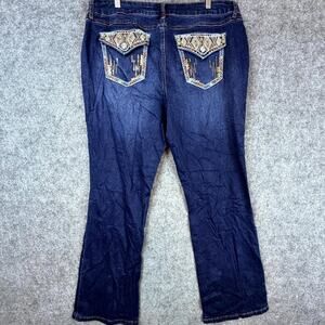 EST. 1946 Denim Jeans Womens 16W Y2K Bootcut‎ Curvy Sequin Cowgirl Western Flap